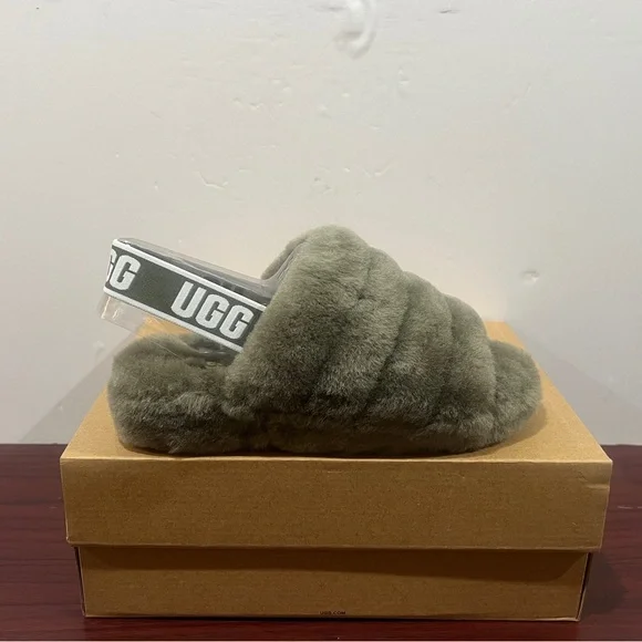 Ugg Fluff Yeah Slide, 1095119, Burnt Olive - Picture 1 of 11